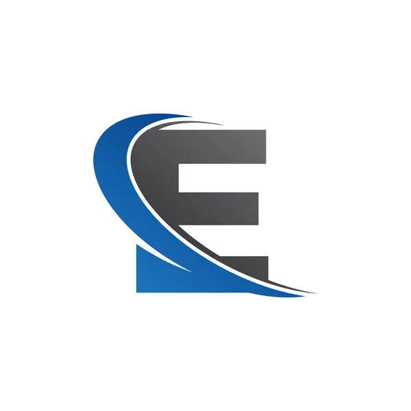 Eerste letter E swoosh blauwe logo — Stockvector