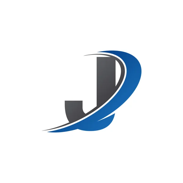 Lettera iniziale J swoosh logo blu — Vettoriale Stock