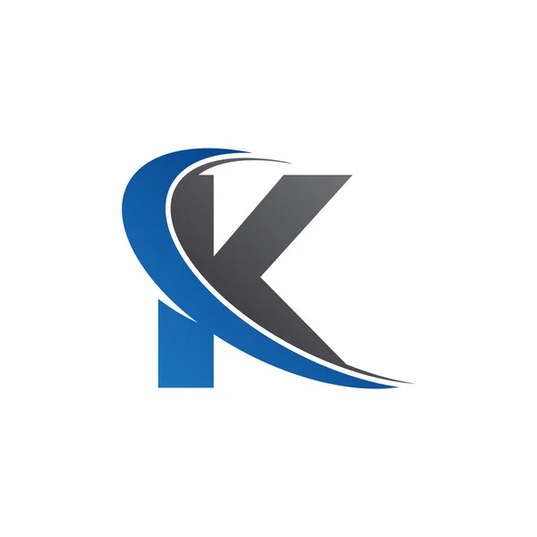 Lettera iniziale K swoosh logo blu — Vettoriale Stock