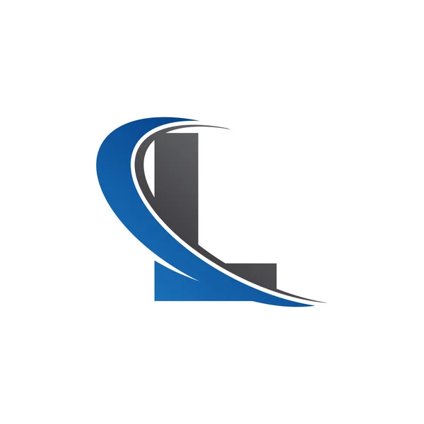 Carta inicial L swoosh logotipo azul — Vetor de Stock