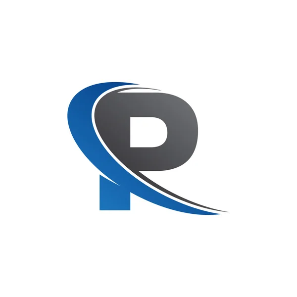 Initial letter P swoosh blue logo — Stock Vector
