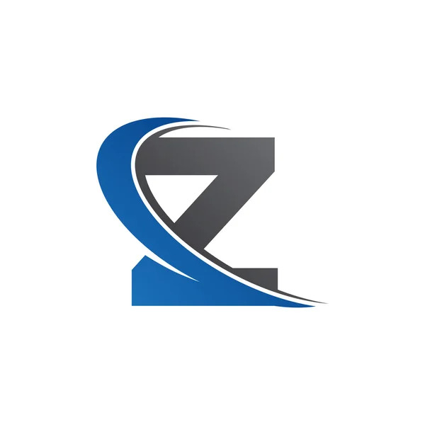 Lettera iniziale Z swoosh logo blu — Vettoriale Stock