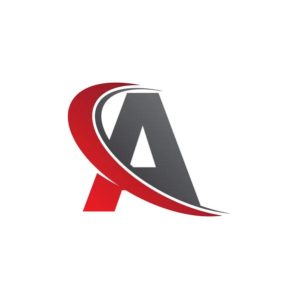 Lettre initiale Un logo rouge swoosh — Image vectorielle