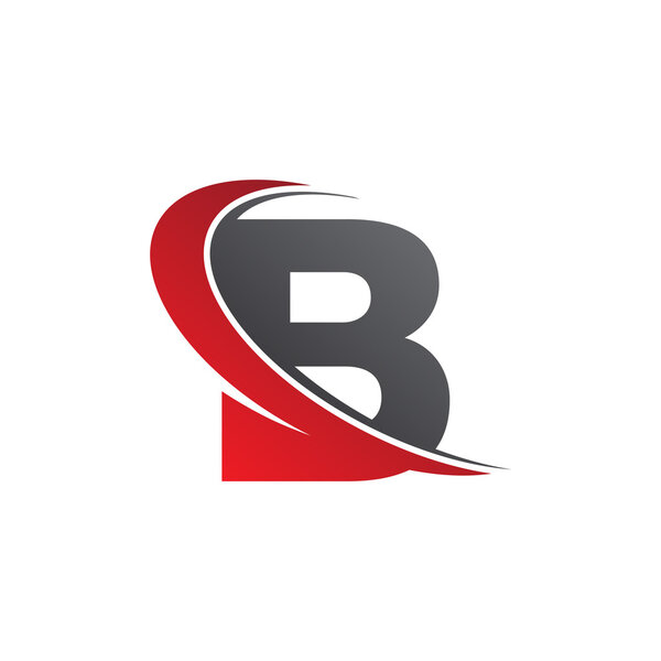 Initial letter B swoosh red logo