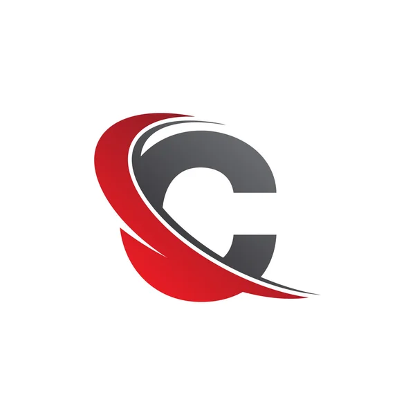 Letra inicial C swoosh logo rojo — Vector de stock