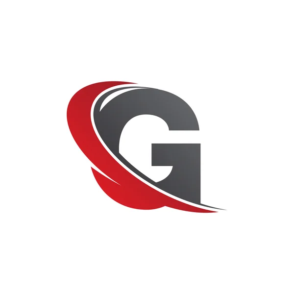 Letra inicial G swoosh logo rojo — Vector de stock