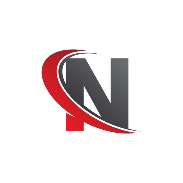 İlk harf N swoosh kırmızı logo — Stok Vektör