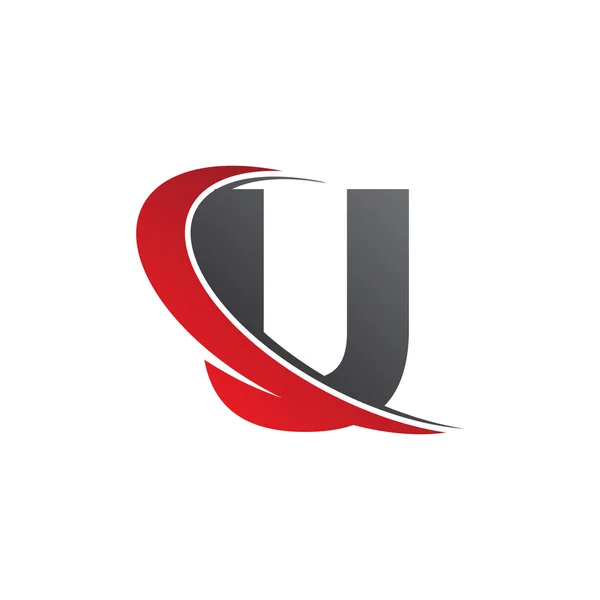 İlk harf U swoosh kırmızı logo — Stok Vektör