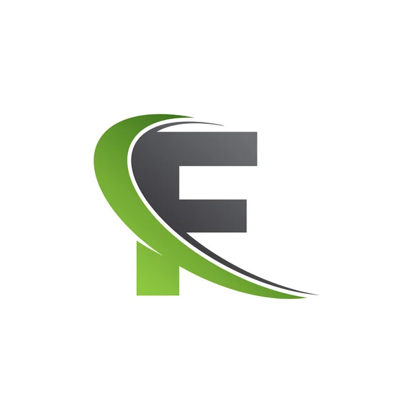Letra inicial F swoosh logotipo verde — Vetor de Stock