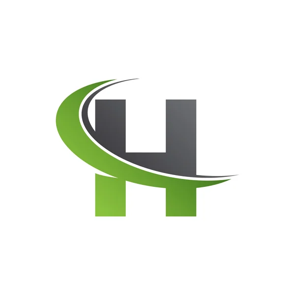 Lettera iniziale H swoosh logo verde — Vettoriale Stock