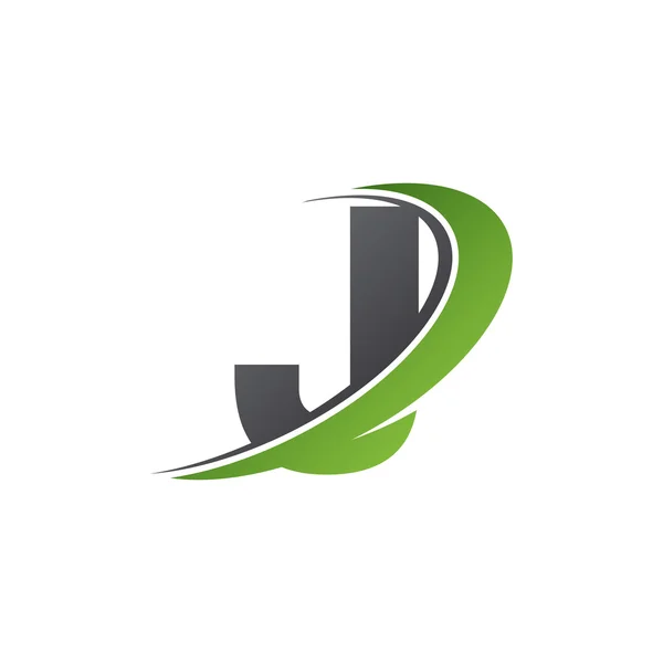 Carta inicial J swoosh logotipo verde —  Vetores de Stock