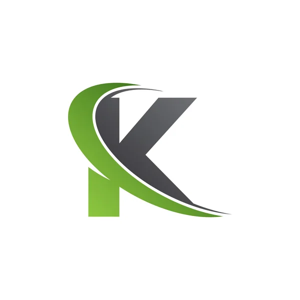 Letra inicial K swoosh logotipo verde — Vetor de Stock