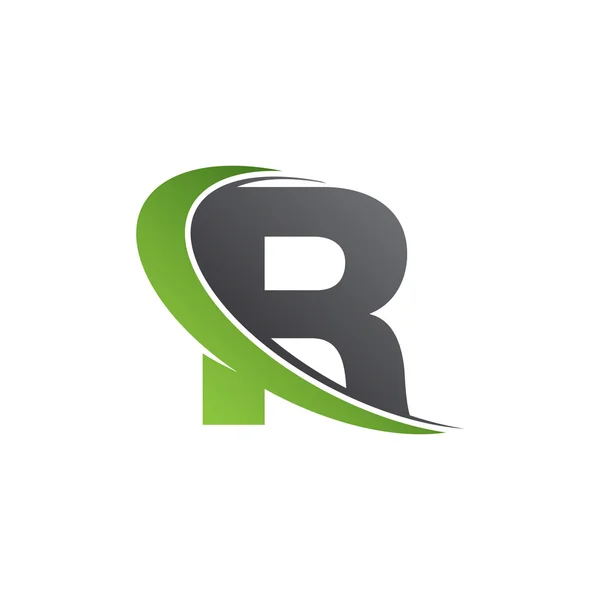 Počáteční písmeno R swoosh zelené logo — Stockový vektor
