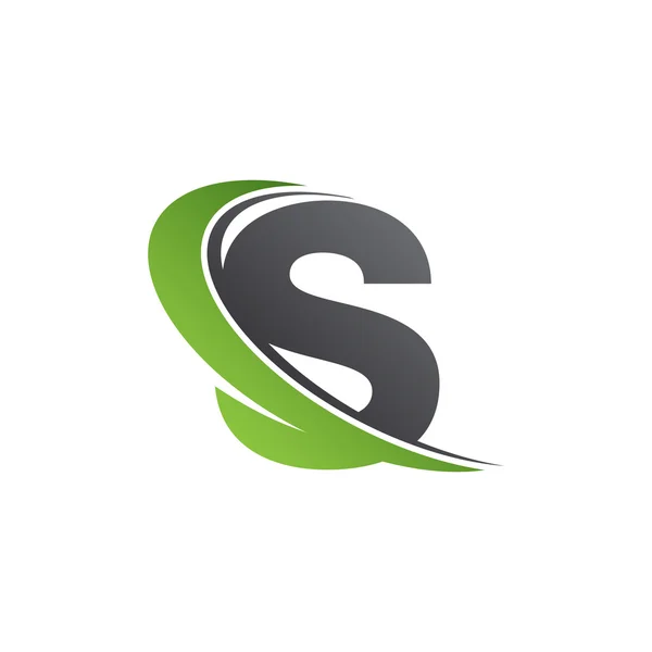 Letra inicial S swoosh logo verde — Archivo Imágenes Vectoriales