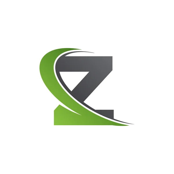 İlk harf Z swoosh yeşil logo — Stok Vektör