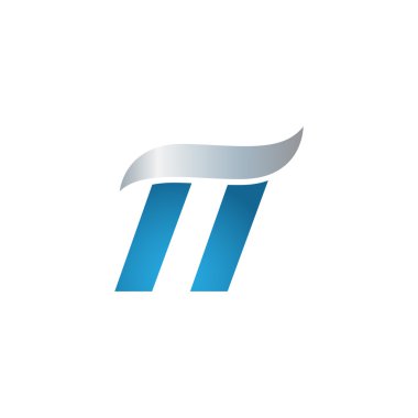 11 numaralı swoosh tasarım şablonu logo mavi gri