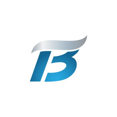 13 numara swoosh tasarım şablonu logo mavi gri