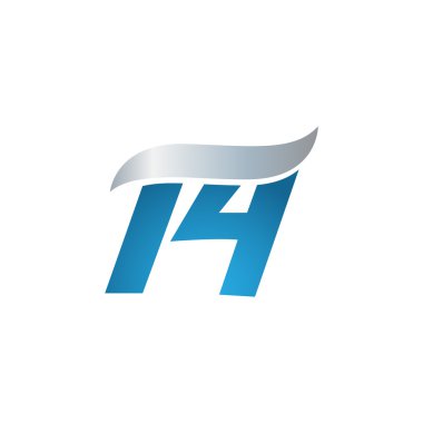 14 numara swoosh tasarım şablonu logo mavi gri