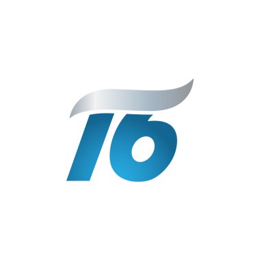 16 numara swoosh tasarım şablonu logo mavi gri