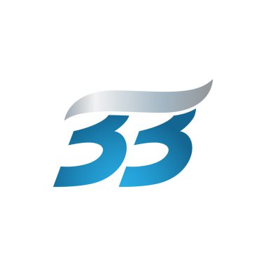 33 numara swoosh tasarım şablonu logo mavi gri