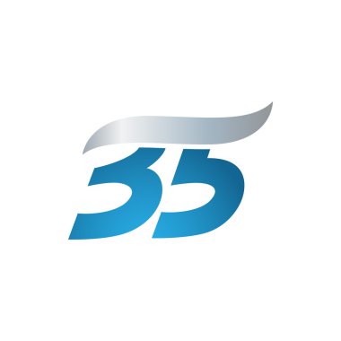 35 numaralı swoosh tasarım şablonu logo mavi gri