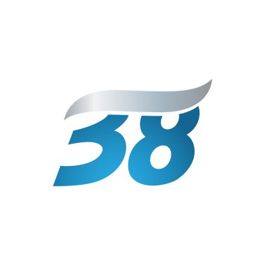 38 numara swoosh tasarım şablonu logo mavi gri
