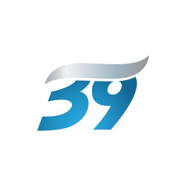 sayı 39 swoosh tasarım şablonu logo mavi gri
