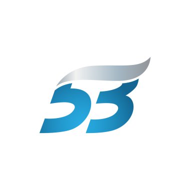 Numara 53 swoosh tasarım şablonu logo mavi gri