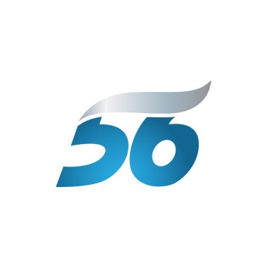 56 numara swoosh tasarım şablonu logo mavi gri