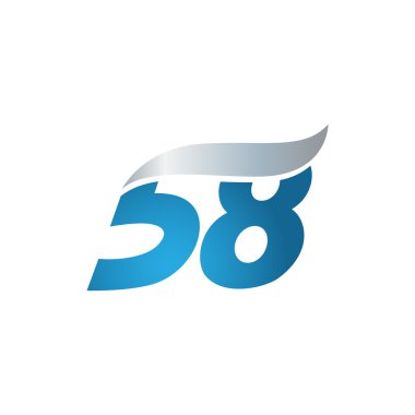 sayı 58 swoosh tasarım şablonu logo mavi gri
