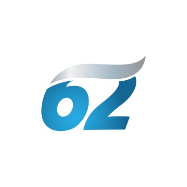 sayı 62 swoosh tasarım şablonu logo mavi gri