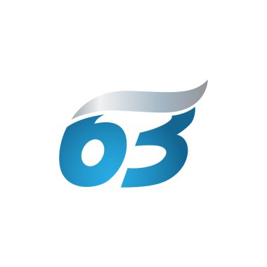 sayı 63 swoosh tasarım şablonu logo mavi gri