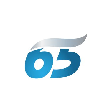 sayı 65 swoosh tasarım şablonu logo mavi gri