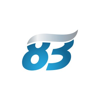 sayı 83 swoosh tasarım şablonu logo mavi gri