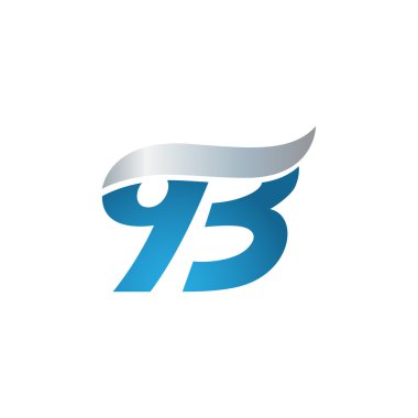 sayı 93 swoosh tasarım şablonu logo mavi gri
