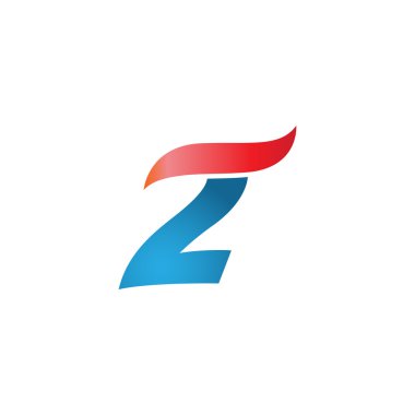 2 numaralı swoosh tasarım şablonu logo mavi kırmızı