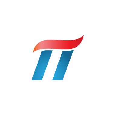 11 numaralı swoosh tasarım şablonu logo mavi kırmızı