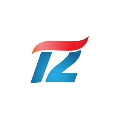 12 numara swoosh tasarım şablonu logo mavi kırmızı
