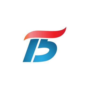 15 numaralı swoosh tasarım şablonu logo mavi kırmızı
