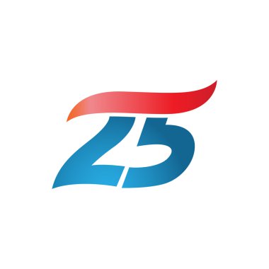 25 numaralı swoosh tasarım şablonu logo mavi kırmızı