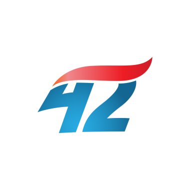 Sayı 42 swoosh tasarım şablonu logo mavi kırmızı