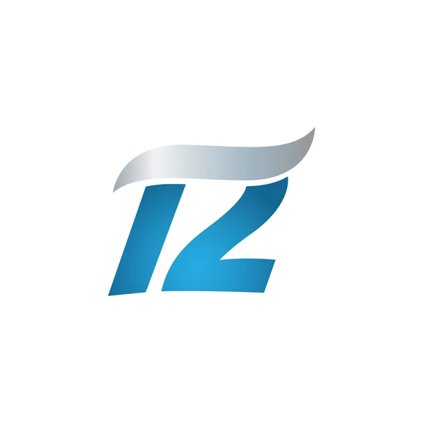 Numer 12 swoosh projekt szablon logo niebieski szary — Wektor stockowy