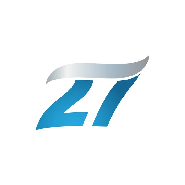 Numer 27 swoosh projekt szablon logo niebieski szary — Wektor stockowy
