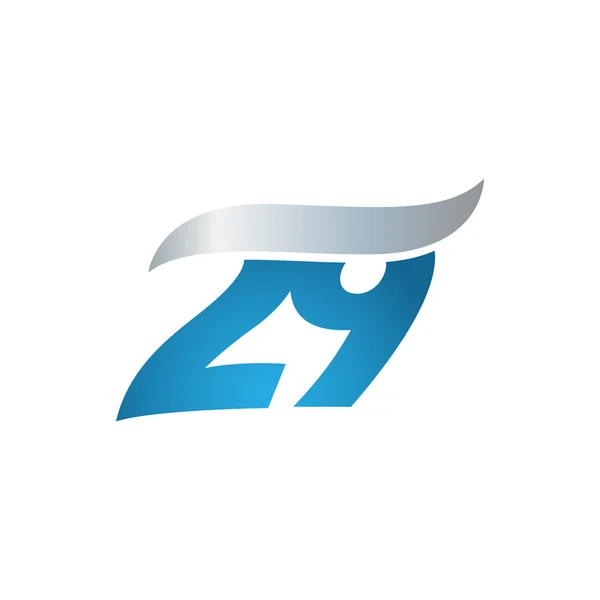Száma 29 swoosh design sablon logo kék szürke — Stock Vector