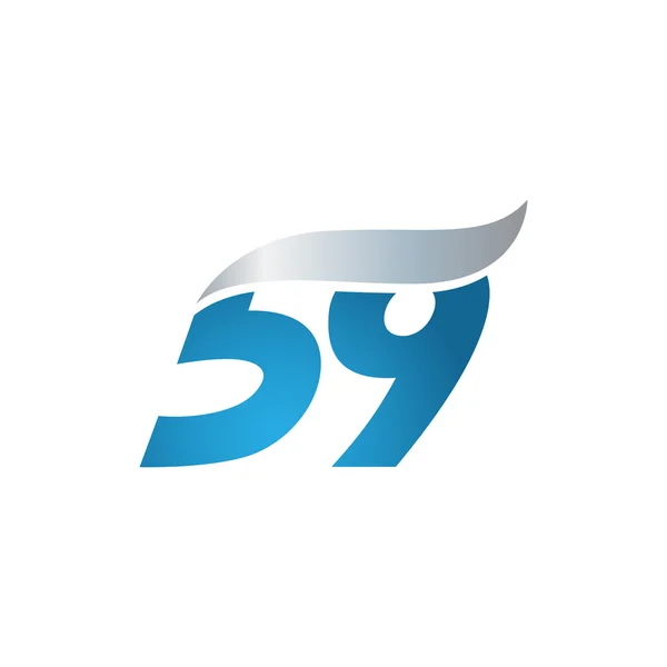 Αριθμό 59 swoosh σχέδιο προτύπου λογότυπο μπλε γκρι — Διανυσματικό Αρχείο