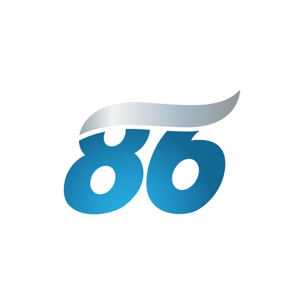 Anzahl 86 Swoosh Design Template Logo blau grau — Stockvektor