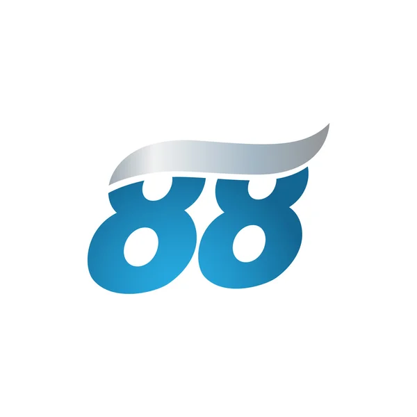 Numero 88 swoosh design modello logo blu grigio — Vettoriale Stock