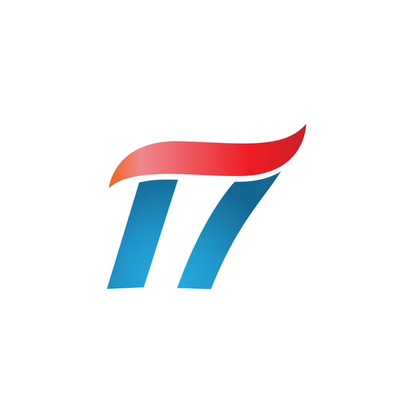 Number 17 swoosh design template logo blue red — Stock Vector
