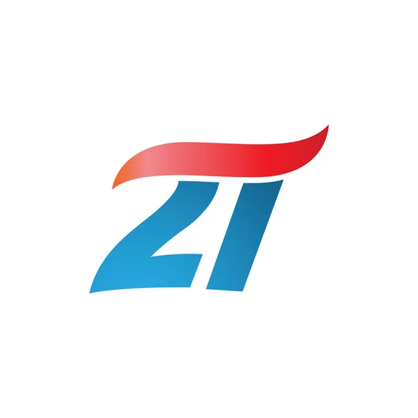 Numer 21 swoosh projekt szablon logo niebieski czerwony — Wektor stockowy