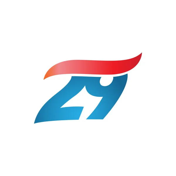 Numer 29 swoosh projekt szablon logo niebieski czerwony — Wektor stockowy